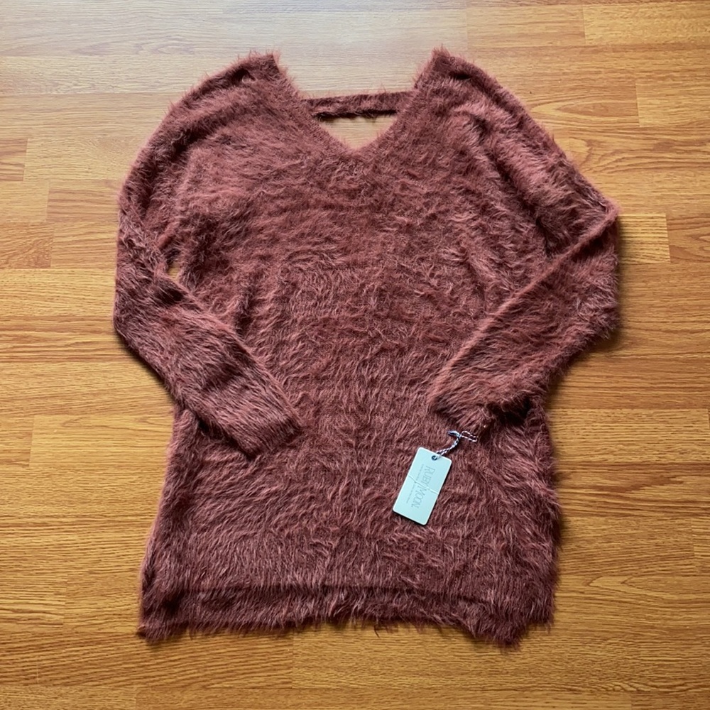 RUBY MOON - Burgundy Fuzzy Sweater